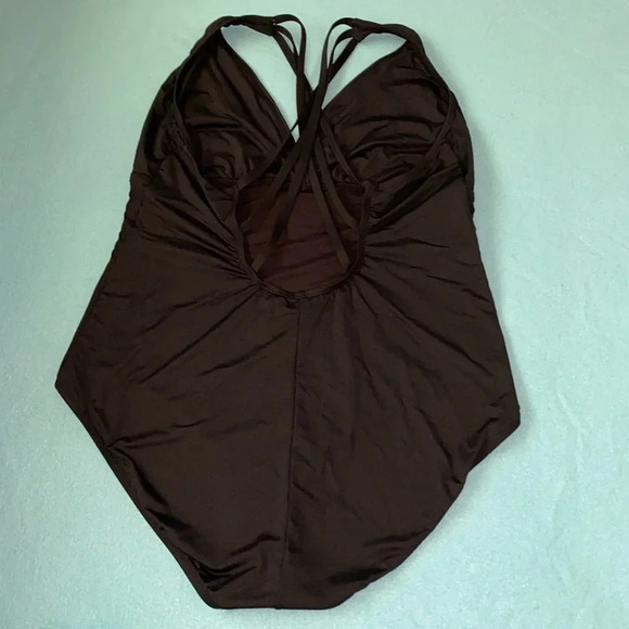 LA BLANCA Island Goddess One piece swimsuit triple straps black NEW size 18W - Picture 6 of 14